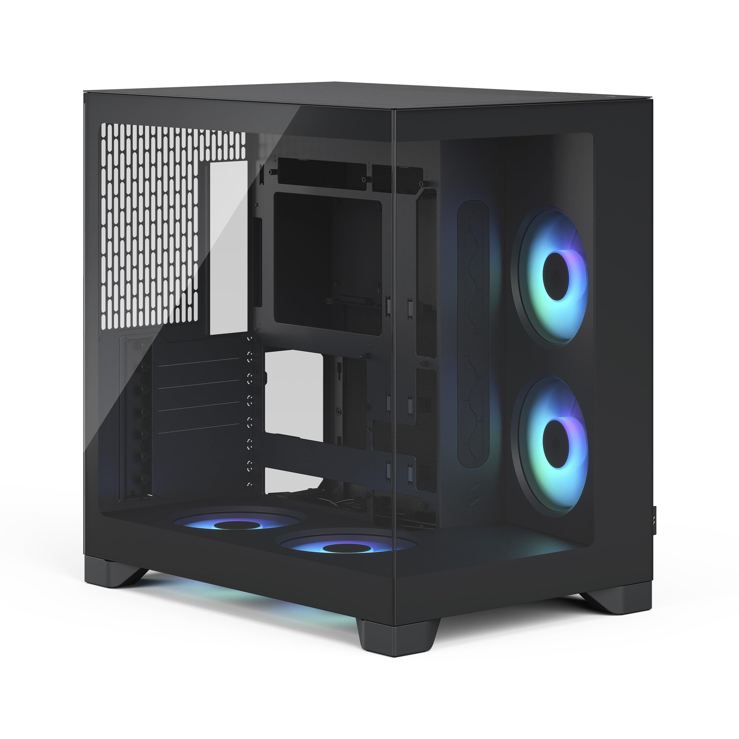 Fractal Design Pop 2 Vision Black RGB PC‑Gaming‑Gehäuse mit Panoramaglas – Dual‑Kammer‑Design – 4 RGB‑Reverse‑Lüfter – ATX/E‑ATX/mATX/ITX