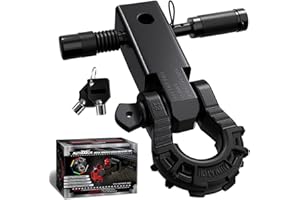 AUTMATCH Shackle Hitch Receiver 2" with 3/4" Mega D Ring Shackle and 5/8" Trailer Hitch Lock Pin, 68,000 Lbs Break Strength H