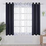 BONZER Mix and Match Curtains - 2 Pieces Moroccan Print Sheer Curtains and 2 Pieces Blackout Curtains for Bedroom Living Room