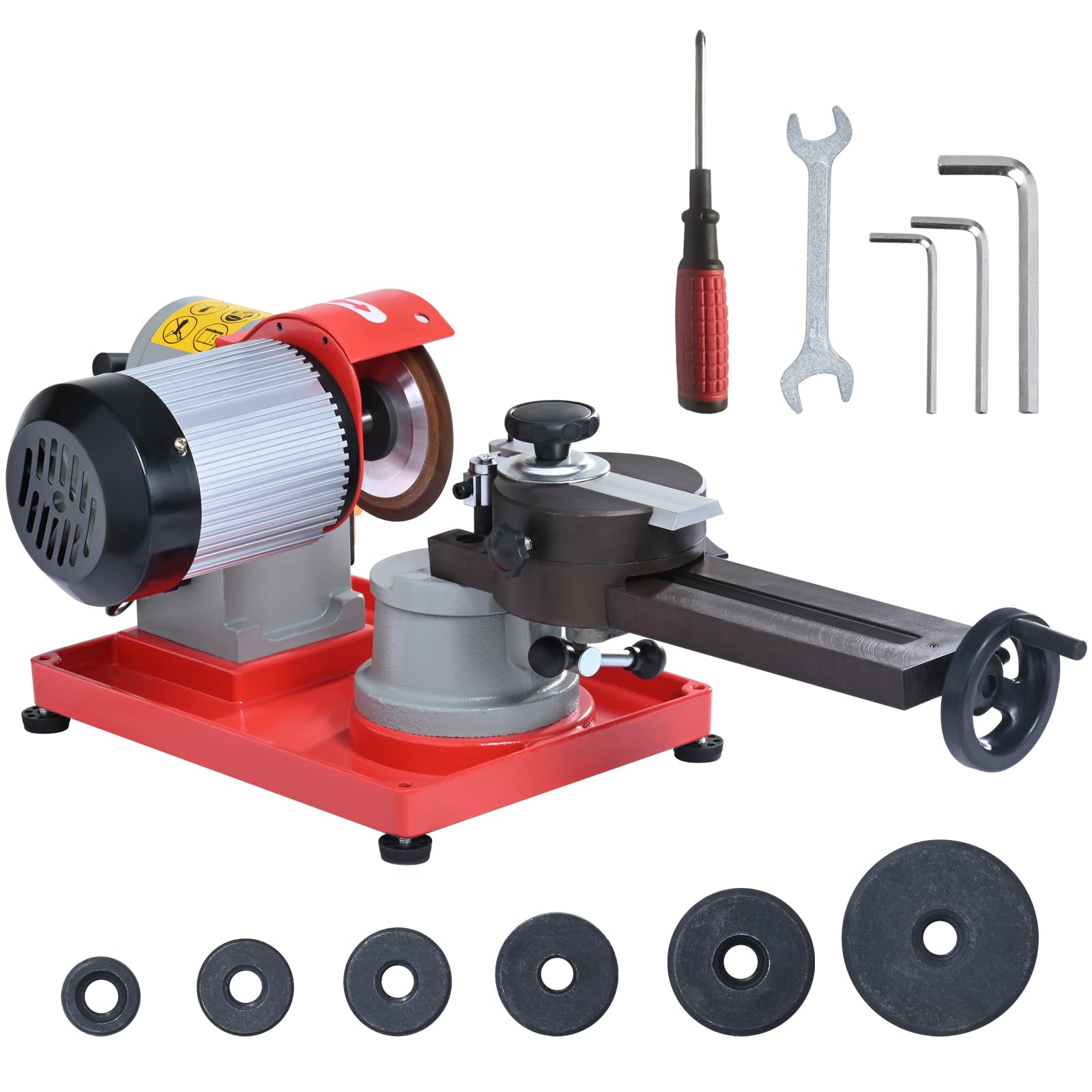 Photo 1 of VEVOR Circular Saw Blade Sharpener, 370W 3600RPM Rotary Angle Mill Grinder, Saw Blade Grinding Sharpening Machine with 6 Saw Centerings, 5-inch Grinding Wheel for Carbide Tipped Saw Blades