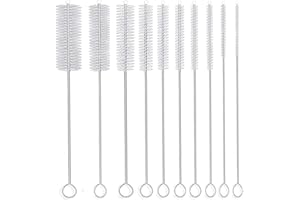 DESIN Long Straw Brush, Nylon Pipe Tube Cleaner 8-ihch 10 Different Diameters Set of 10