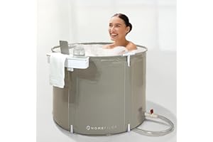 Portable Bathtub with Tray (Small) by HOMEFILOS, Ice Bath and Cold Plunge for Athletes, Japanese Soaking Hot Tub (Non Inflatable, Adult Size) for Shower Stall