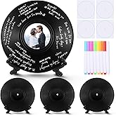 Relaxweex 4 Sets Vinyl Wedding Record Guest Book Alternative 12 Inch DIY Alternative Signature Record Guestbooks with Holders Stickers Pens for Wedding Birthday Graduation Back to School Party Gifts