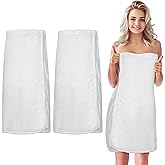 Tigeen 2 Pcs Spa Body Towel Wrap for Women with Adjustable Lightweight Spa Robe Closure Elastic Top Soft Bathrobe Wrap
