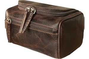 ELIZO Small Toiletry Bag For Men TSA Approved Toiletry Bag Compact Dopp Kit (REAL LEATHER) Mens Shaving Bag Travel Toiletry Bag for Traveling Bag for Toiletries