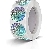 Round Stickers Silver 1 Inch Circle Labels Color Coding Glitter Sparkle Dot Sticker Waterproof Removable Roll of 500