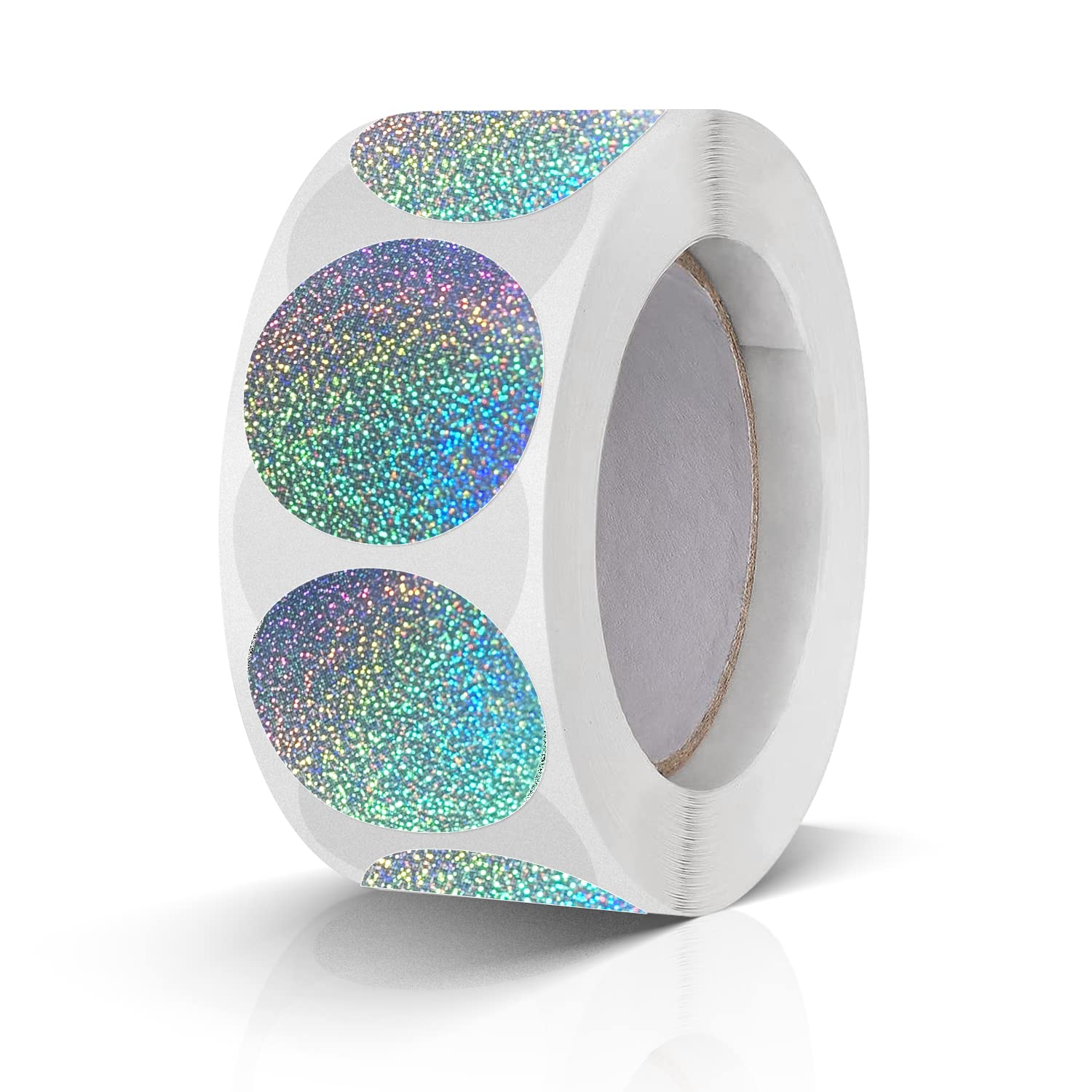 Round Stickers Silver 1 Inch Circle Labels Color Coding Glitter Sparkle Dot Sticker Waterproof Removable Roll of 500