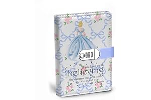 WHLBHG Cinderella Gift The Dreams That You Wish Will Come True A5 Locking Journal Faux Lined Leather Journal with Lock Password Princess Movies Fans Gift (Lock-Cinder style1)