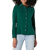Amazon Essentials Womens Regular-Fit Matte Jersey Button-Down Shirt