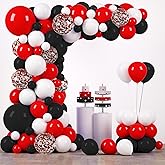 Voircoloria 148pcs Red Black White Balloons Garland Arch Kit, Red and Black Balloons for Racing Car Poker Card Graduation Birthday Anniversary New Year Decorations