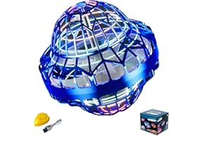 KKPOT Flying Orb Ball Toy, Flying Mini Drone Ball for Kids,Cosmic Globe Light Up Boomerang Hover Spinner Ball,Cool Fly Toys Gift for Boy Girls Teens (Blue)
