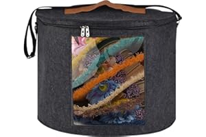 17"D×14"H Large Hat Storage Box with Lid - Bojuzhi Round Portable Wide Brim Hat Organizer Container with Clear Window,Dustpro