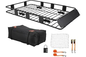 64" x 39" Universal Roof Rack Cargo Carrier Basket with Waterproof Bag, 200LBS Weight Capacity Heavy Duty Steel Car SUV Top L