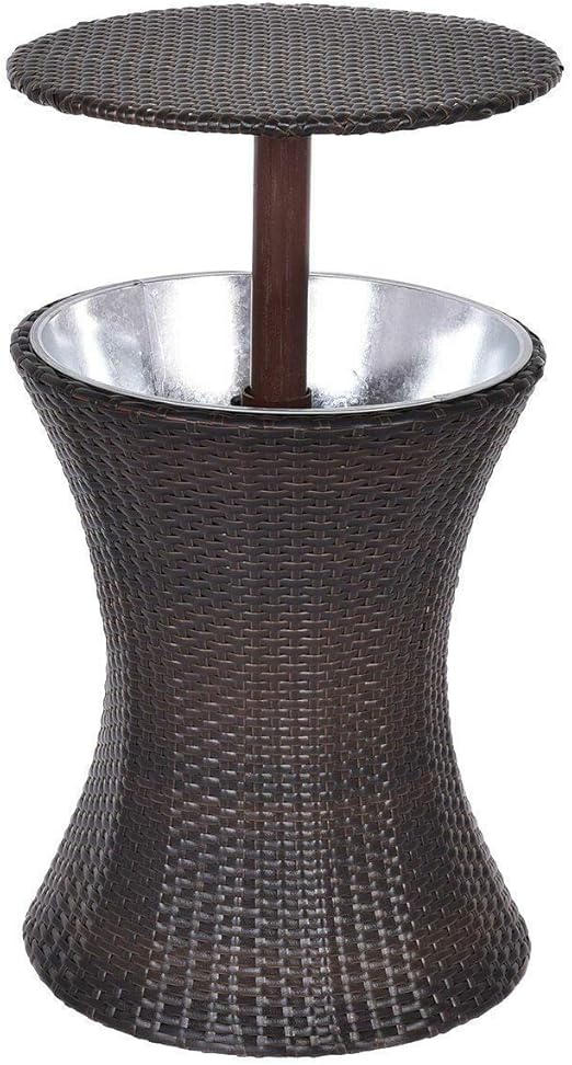 Amazon Com Picotech Rattan Ice Cooler Table Brown Durable