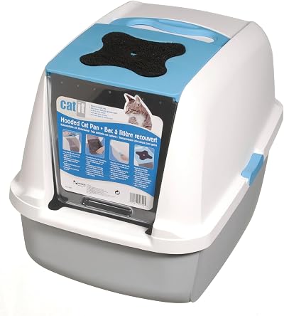 Catit Style Hooded Cat Pan Litter Tray Blue 57L x 39W x 46.5H