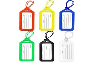 QOIUSO Luggage Tags for Suitcases: 6 Pack Travel Tags for Luggage, Bright Luggage Bag Tags with Waterproof Film Name Tags for Kids Adults Travel Accessories Must Haves - Bag Tags for Backpacks