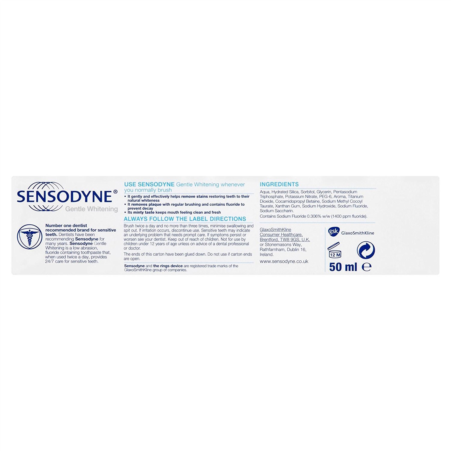Sensodyne Toothpaste Gentle Whitening 50ml