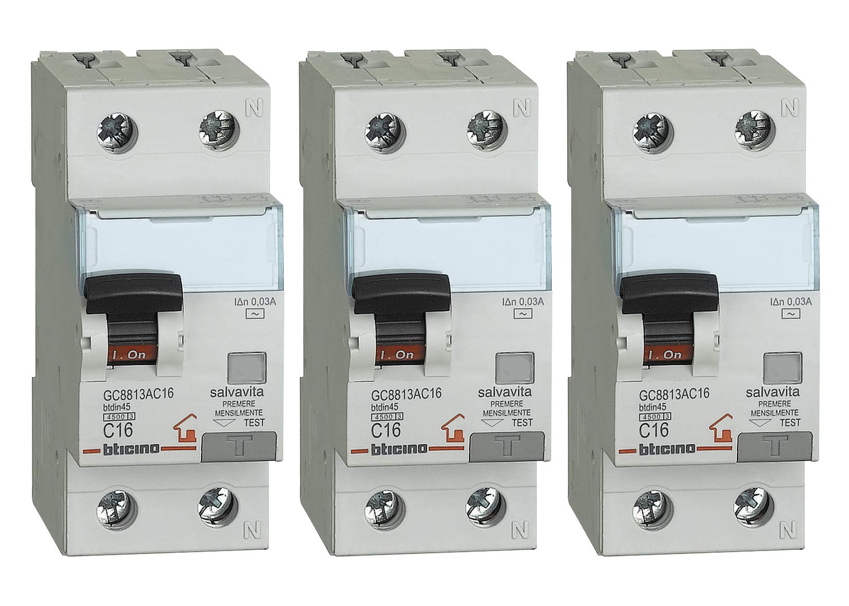 Bticino ASTGC8813AC16 3 Piece Differential Magnetic Switch Kit White