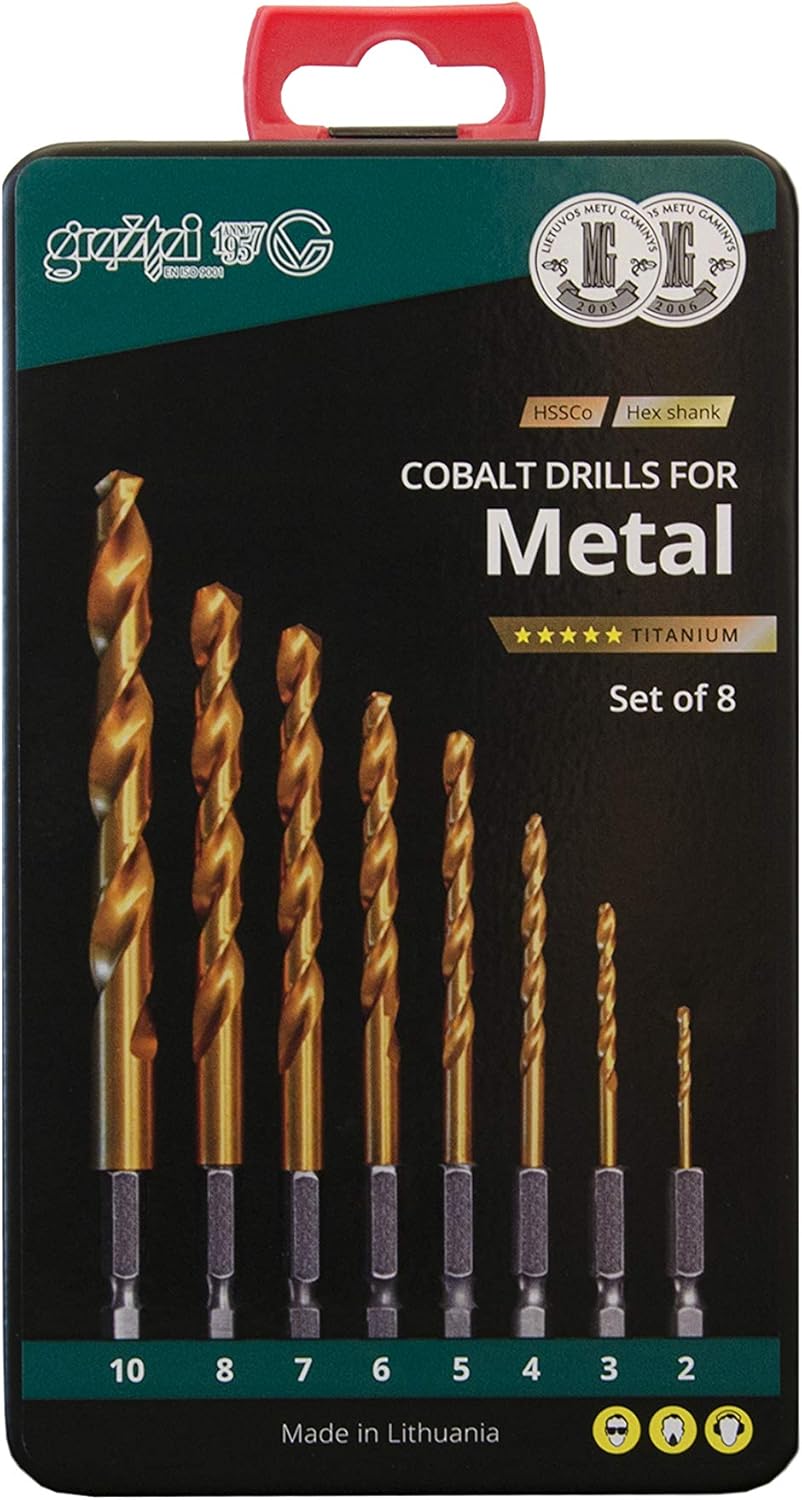 Hex Shank Drill Bit Set Cobalt diameter 2.0-10.0 Titanium Coating, M35 Material, Yellow, 19x11x2.5 - Image 3