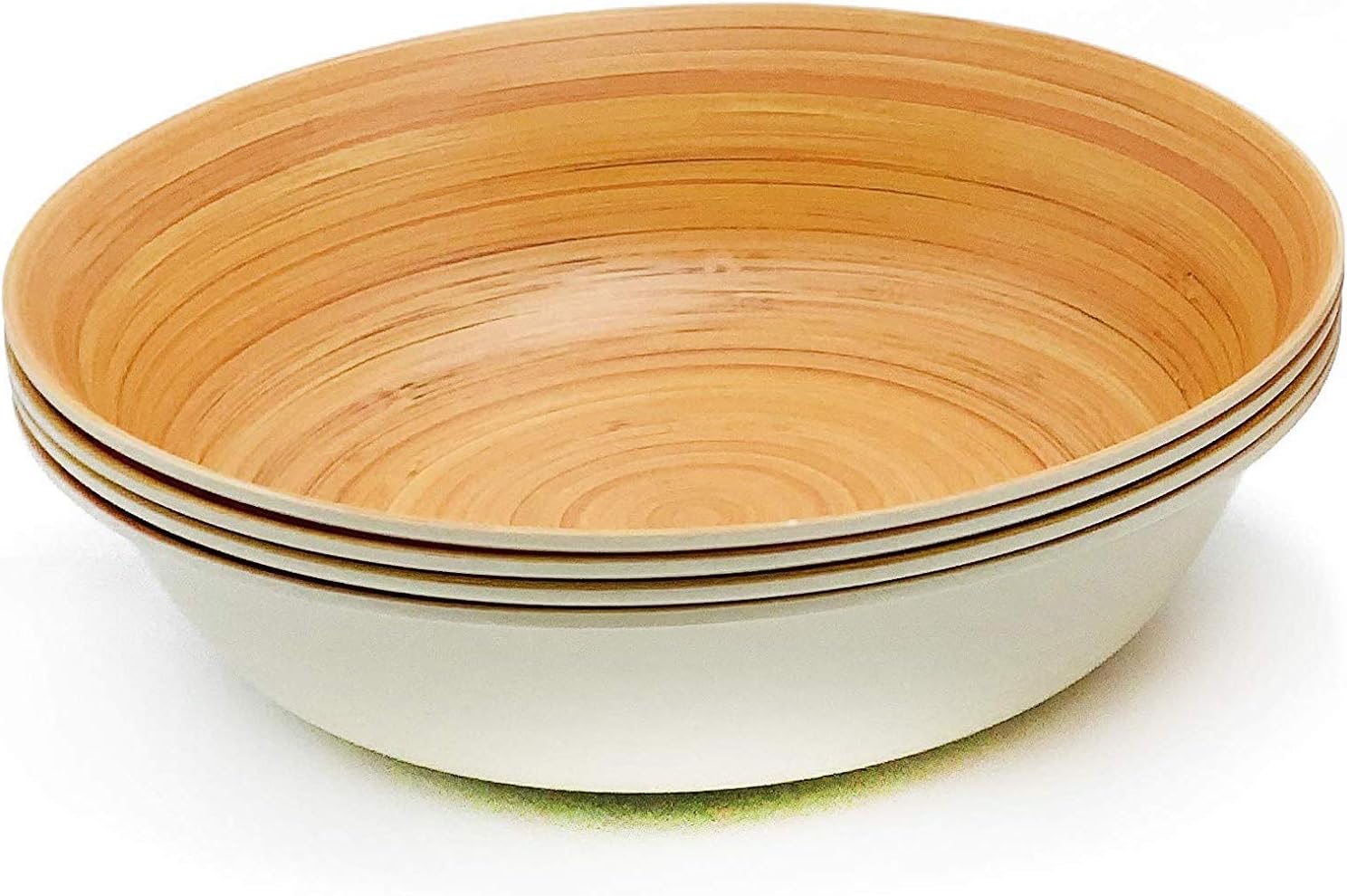 Set of 4 DEEP Bamboo Plate Set (20 cm) ¦ bamboo plates for Salad