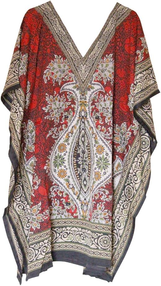 Women's Short Tunic Kaftan Free Size Top Mini Poncho Dress Beach Cover Up Swimwear Nightdress