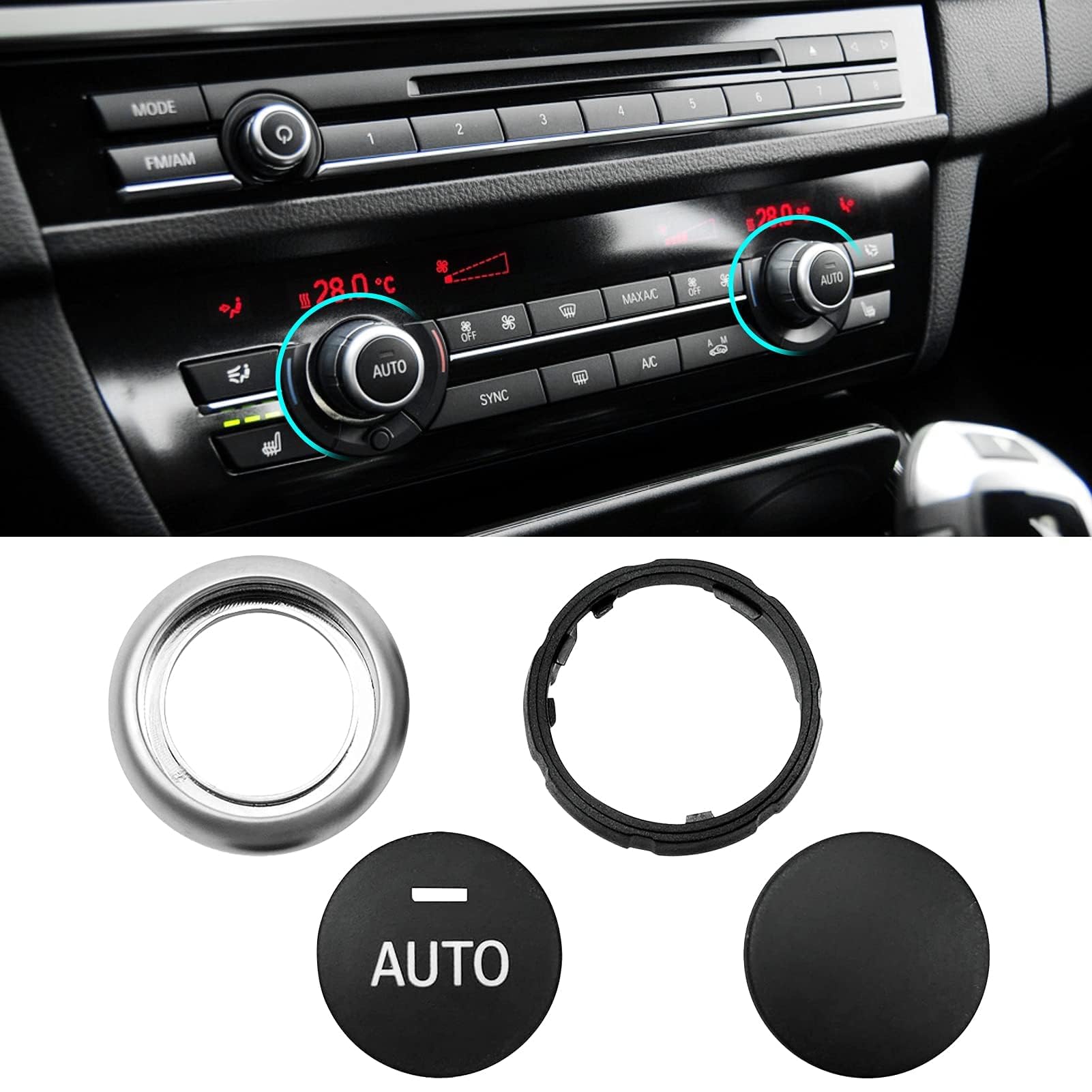 TTCR-II Compatible with BMW Air Conditioning Knob,Climate Control Knob Button Repair Kit Temperature Adjustment Knob Switch for BMW 5 Series F10 F11,6 Series F12 F13,7 Series F01 F02, X5 F15, X6 F16