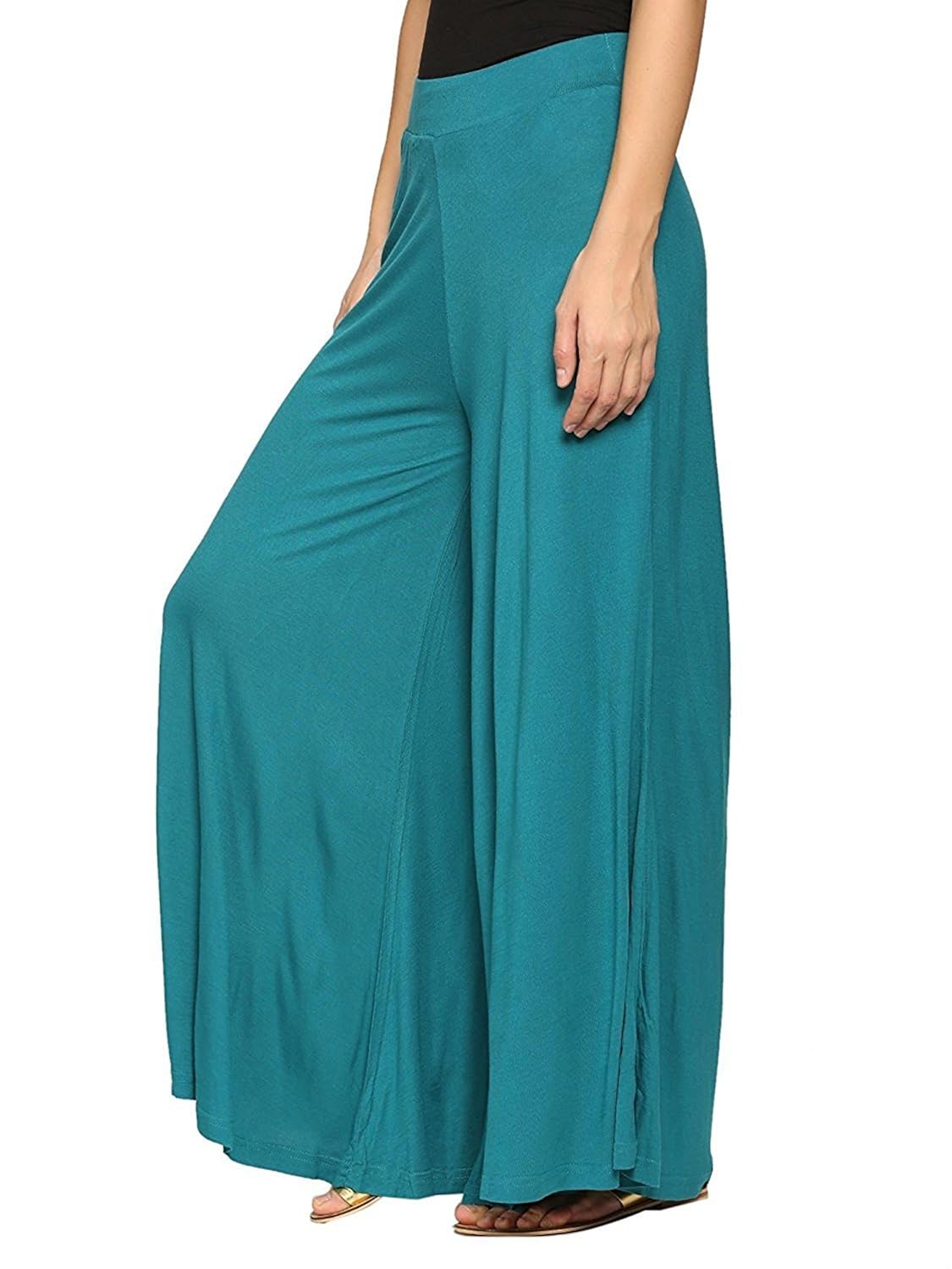rooliums women's lycra palazzo (sea green_free size)