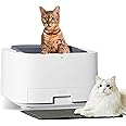 Self Cleaning Cat Litter Box: Auto Kitty Litter Boxes for Multiple Cats, Large Auto Litter Scooping Free Robotic Odor Removal Electric Smart Pet Litter Box for Pet Lover, Silver Gray