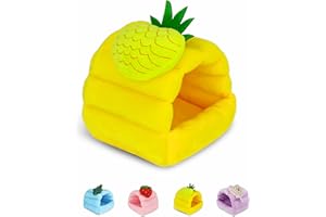 VOZRELS Guinea Pig Bed, Warm Fleece Guinea Pig Hideout, Cozy Small Animal House Bedding for Rabbit, Bunny, Hamster, Ferret, Hedgehog, Rat, Chinchilla, Squirrel Cage Accessories (Medium, Yellow)