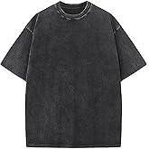 Yimoon Mens Oversized T Shirt Heavy Cotton Vintage Baggy Tee Casual Loose Short Sleeve Acid Wash Unisex Tops