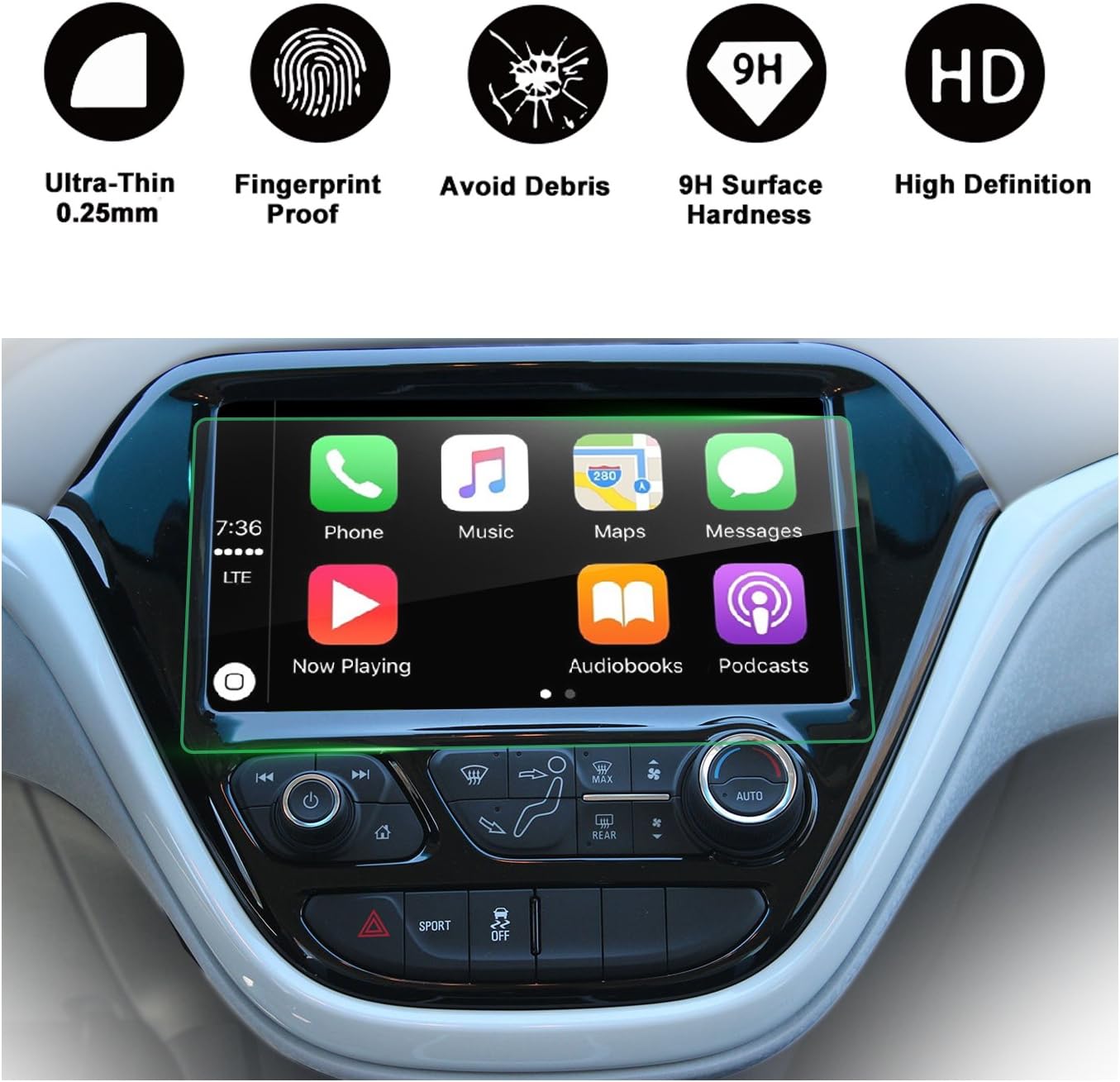 RUIYA Tempered Glass protector Compatible for 2017 Bolt EV 10.2-Inch Car Navigation Protective Film,HD Clear and Protect your Eyes