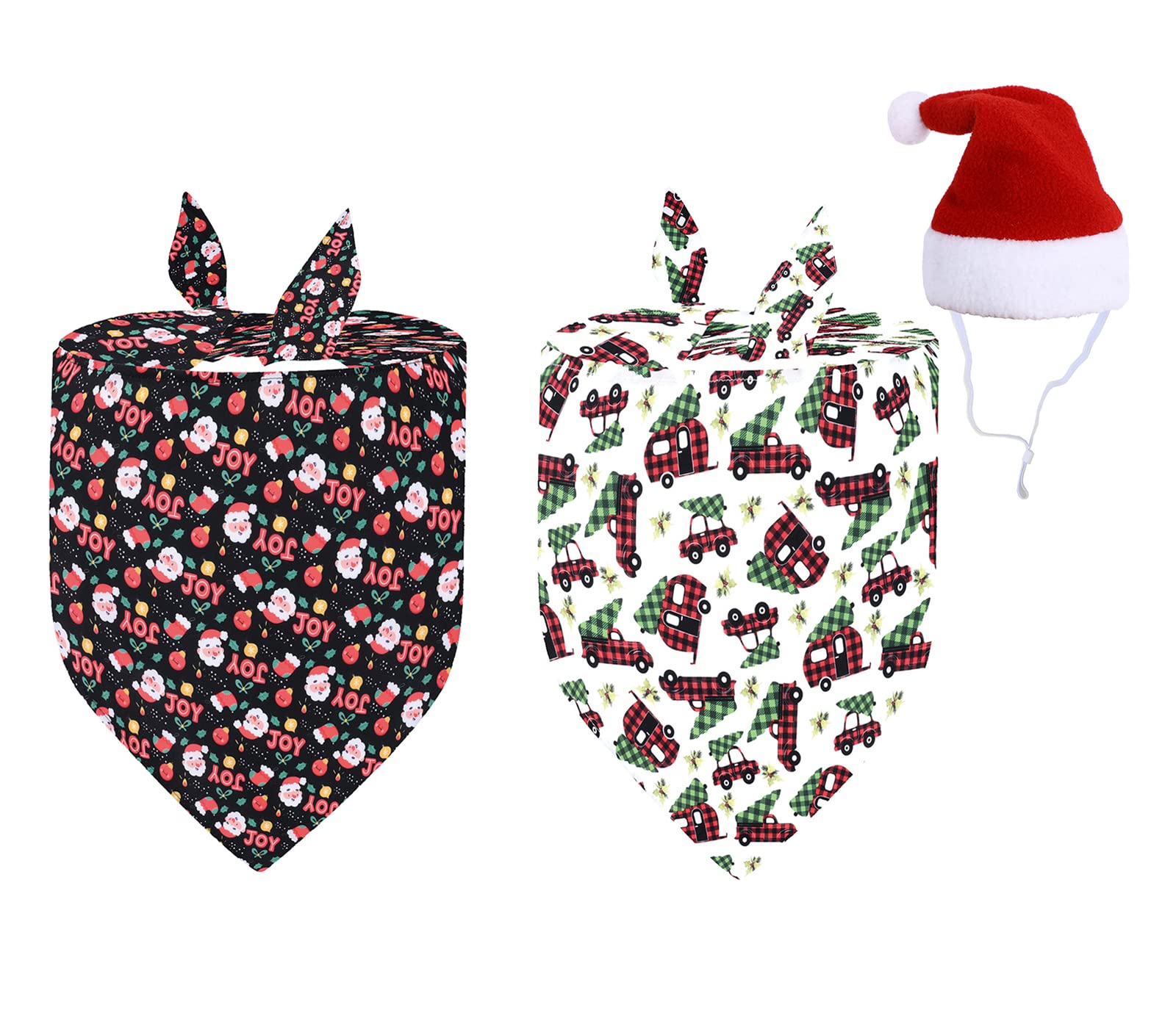 BT Bear Dog Collar, 3PCS Xmas Christmas Dog Bandana Collar Soft Cotton Triangle Bibs Scarfs for Puppy Dogs Cats (Black+White car)