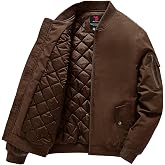 Gopune Men's Bomber Jacket Fall Winter Warm Windbreaker Casual Padded Coats