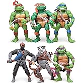 KLUKGE 6-Packs Turtles Action Figures 4.7 Inches Turtles Toys Multi-Jointed Movable Cartoon Turtle Toy Set Birthday Gifts for Friends and Fans