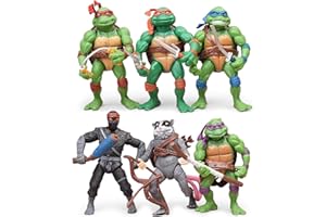 KLUKGE Turtles Action Figures 4.8 Inches Turtle Toys 6-Packs Multi-Jointed Movable Cartoon Turtle Toy Set Birthday Gifts for Kids Friends and Fans Catching