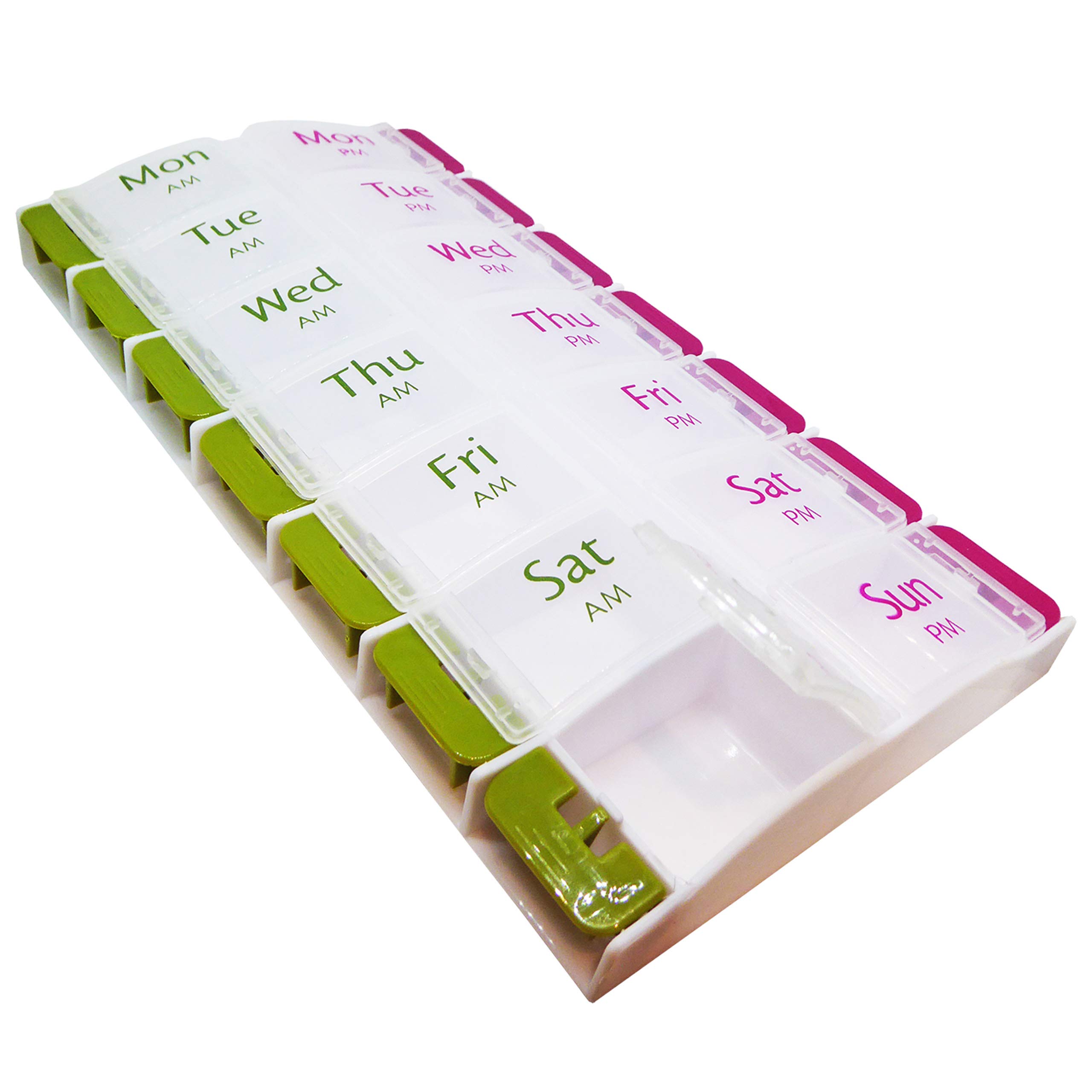 Pill Box Easy Open Buttons AM & PM 7 Day Medication Storage Case