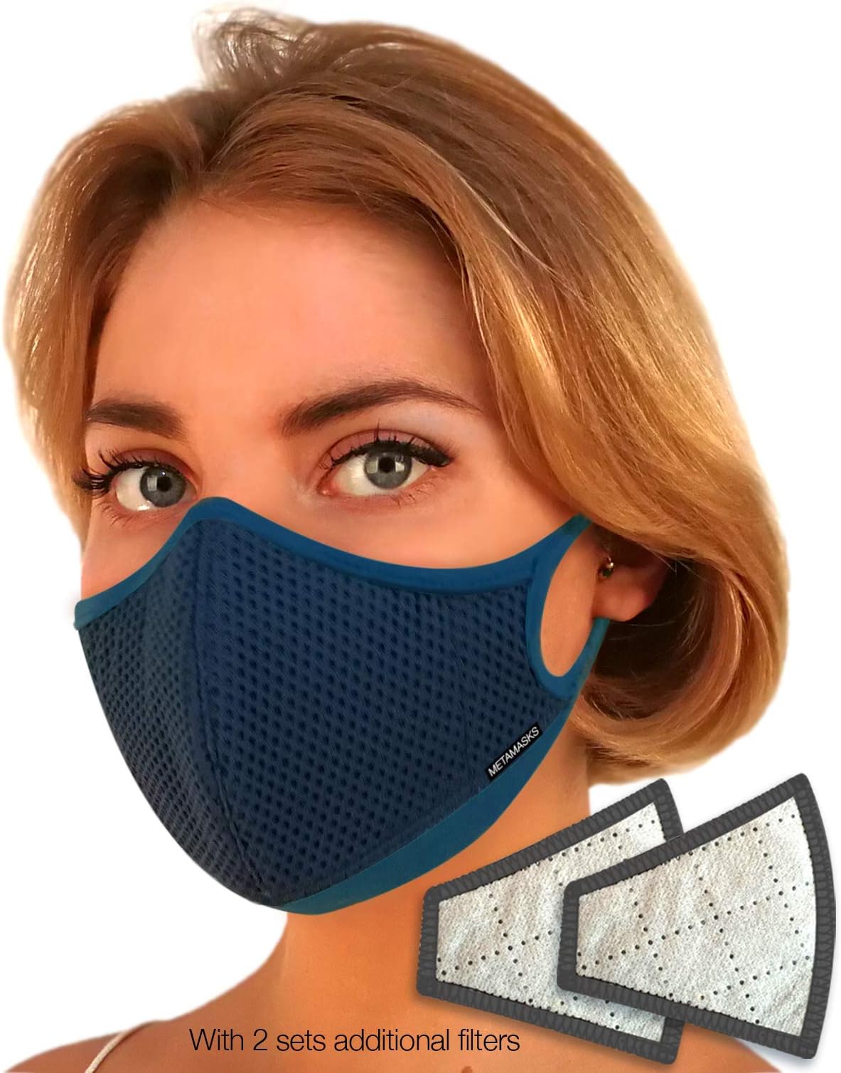 Air Pollution Face Mask For Women - Dust, N99 & N95 Pollution - Fashion Breathing Masks with Filter | Anti Exhaust Gas | Washable Eco PM2.5 (Large, Aria Blue (Replaceable Filter))