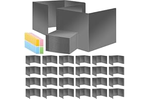UBENIC Gray 24-Pack Desk Dividers for Students, Durable Plastic Study Carrel Divider, Easy to Clean Privacy Classroom Shield Folder Boards for Student Desk