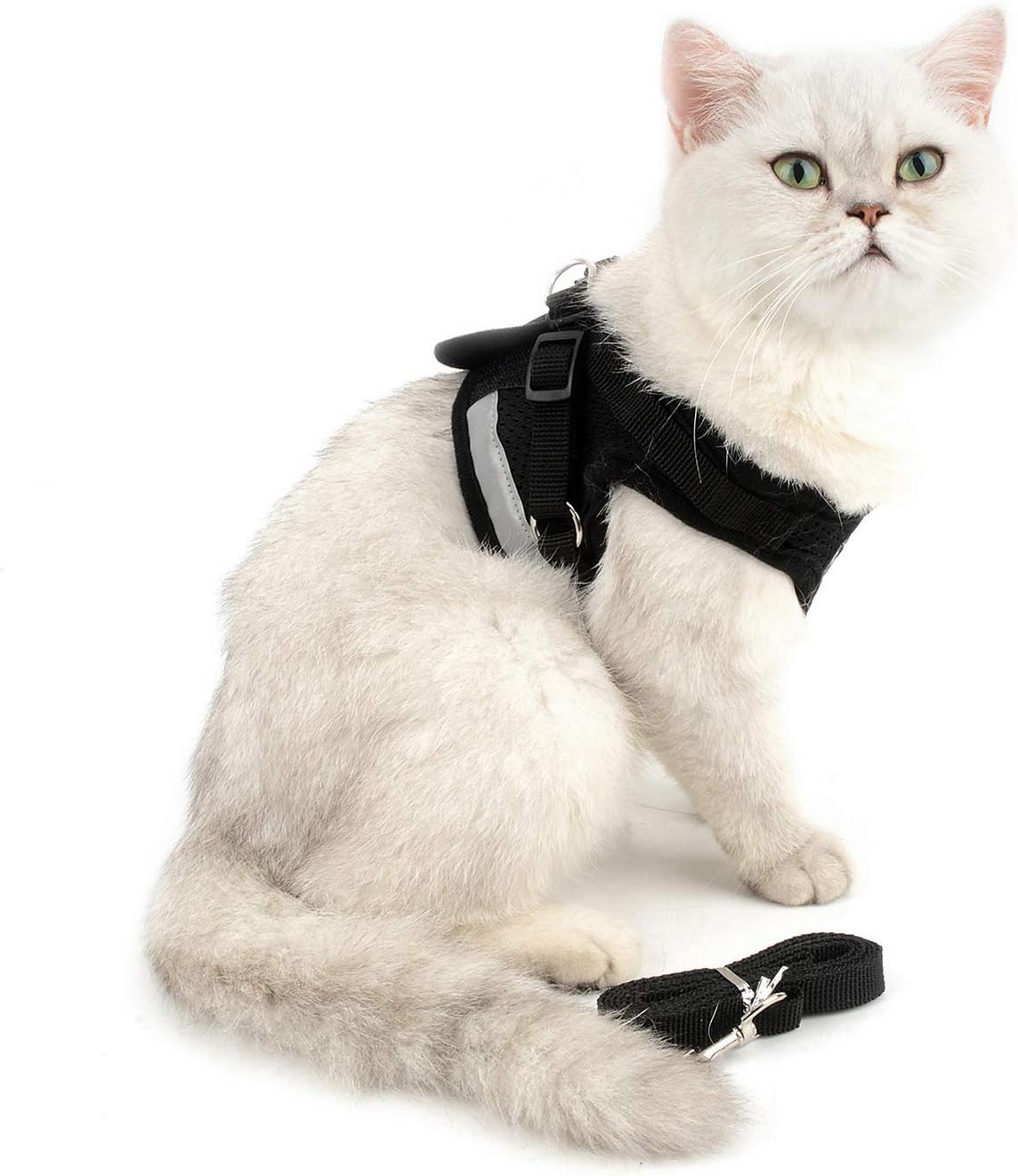 SMALLLEE_LUCKY_STORE Soft Mesh Refective Cat Harness and Lead Set Escape Proof Adjustable No Pull Choke Safe Walking Jacket for Small Dogs Puppy Kitten,Black Small - Image 3