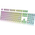 HK GAMING 112 Double Shot PBT Shine Through Pudding Keycaps Ansi/ISO - OEM Profile for MX Switches White