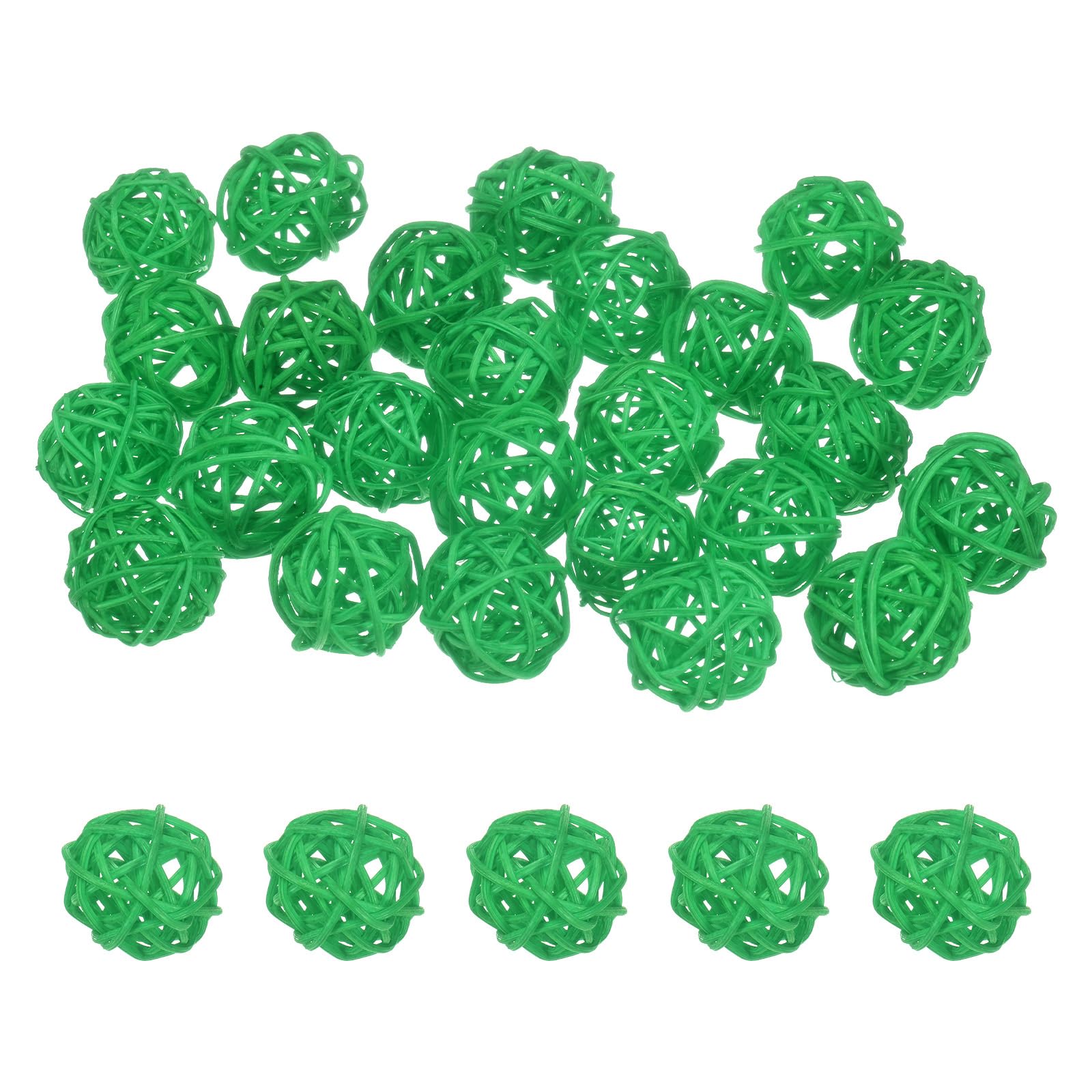 M METERXITY 25-Pack Wicker Rattan Balls 30mm/1.2 Inch Decorative Rattan Balls Orbs Vase Fillers Bowl Fillers for Christmas/Weddings/Thanksgiving/DIY Crafts/Home Decor [Green]