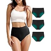 TIICHOO High Waisted Period Underwear for Women Heavy Flow Period Panties 50ml Absorbency Leakproof Underwear 3 Pack