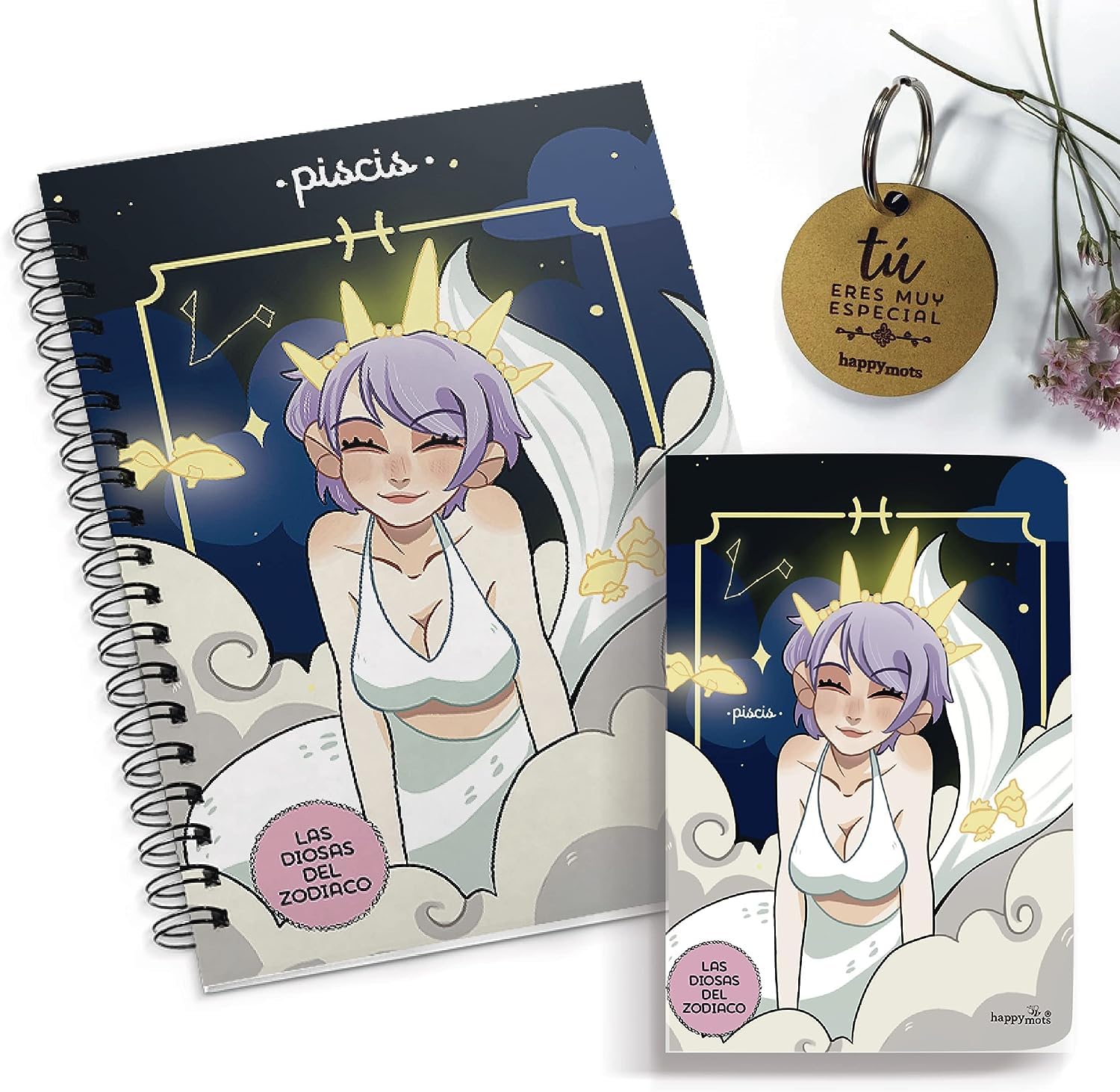 HappyMots - Horoscope Gift Box Pack | A5 Notebook + A6 Notebook + Keyring You Are Special | Zodiac Sign: PISCIS | Original Gift to Surprise