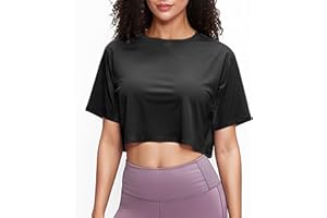 ANAYSN Women's Workout Crop Tops Short Sleeve Loose Fit Yoga Gym Tops Casual Athletic Running T Shirts