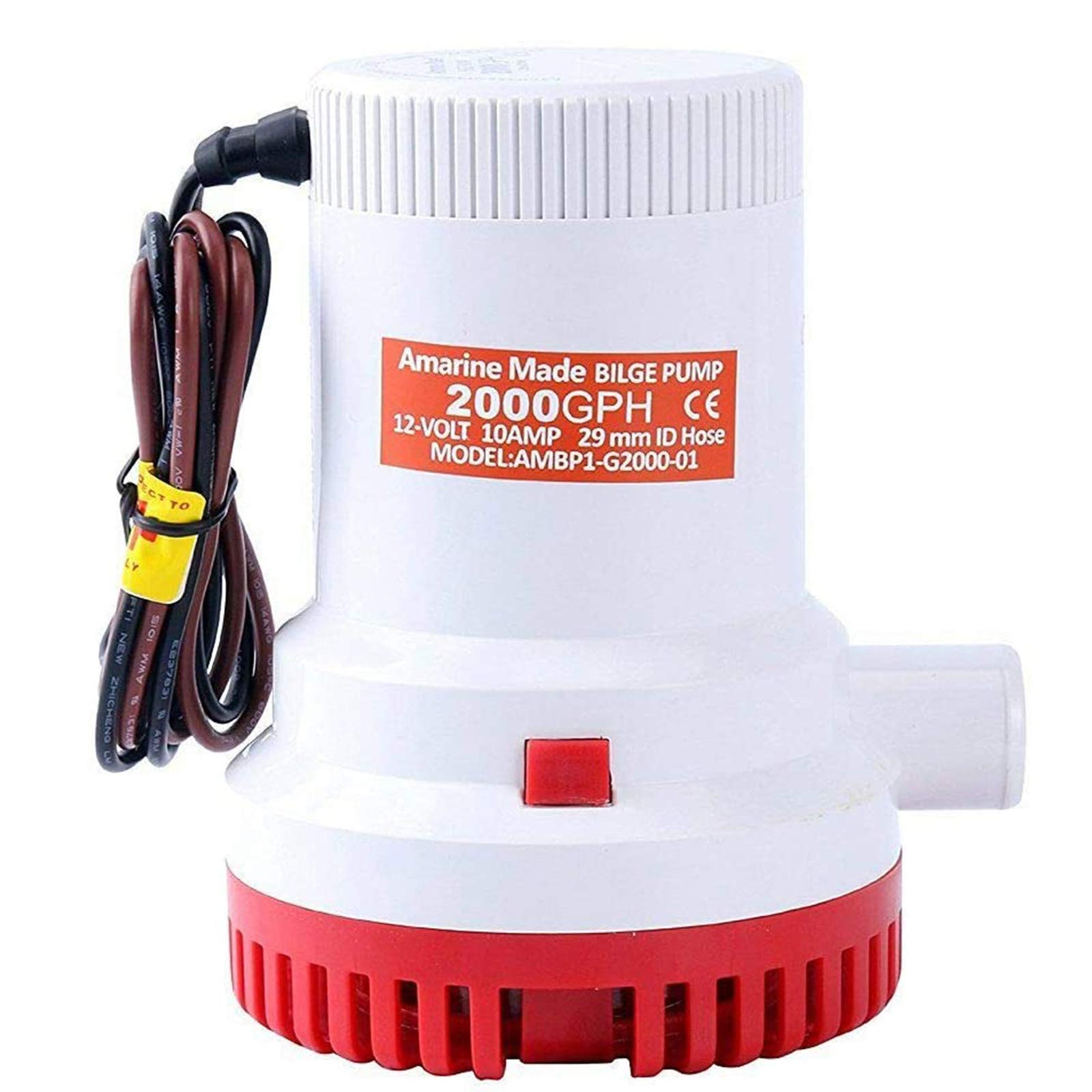 Photo 1 of Amarine Made Non Automatic Bilge Pump for Boats 2000 GPH Submersible Pump 12V Boat Marine Plumbing Electric with Hose ID 29mm 1-1/8 Outlet 8.5A