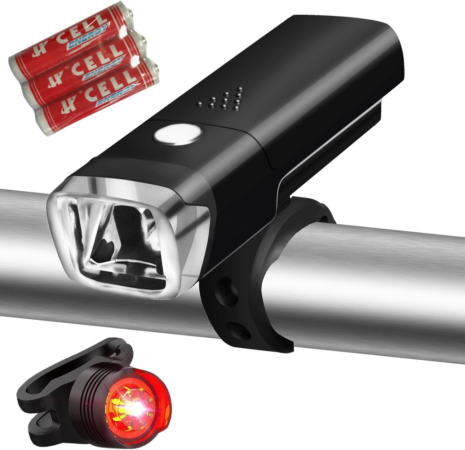Bike Lights, Akale Super Bright Bike light set, Mountain Bike Light, 3 Light Modes, Cycle Lights LED bike light, 600lm, Water Resistant, Easy to Mount Headlight front bike light with Back Tail light