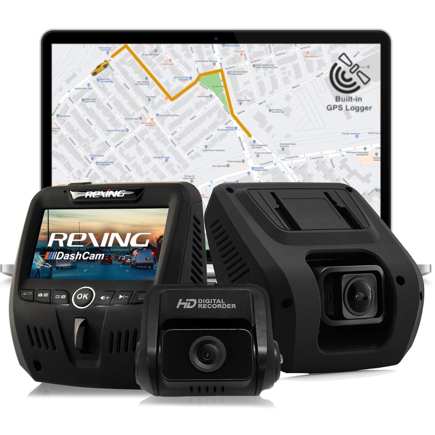 Rexing V1LG Dual Channel Car Dash Cam FHD 1080p 170° Wide Angle