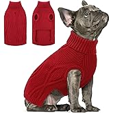 Queenmore XS Dog Sweater, Dog Sweaters for Small Dogs Girl, Puppy Sweater with High Neck, Xmas Winter Pullover Jumper for Small Doggie, Cozy Pullover Clothes for Puppy Chihuahua,Yorkie, Red,XS