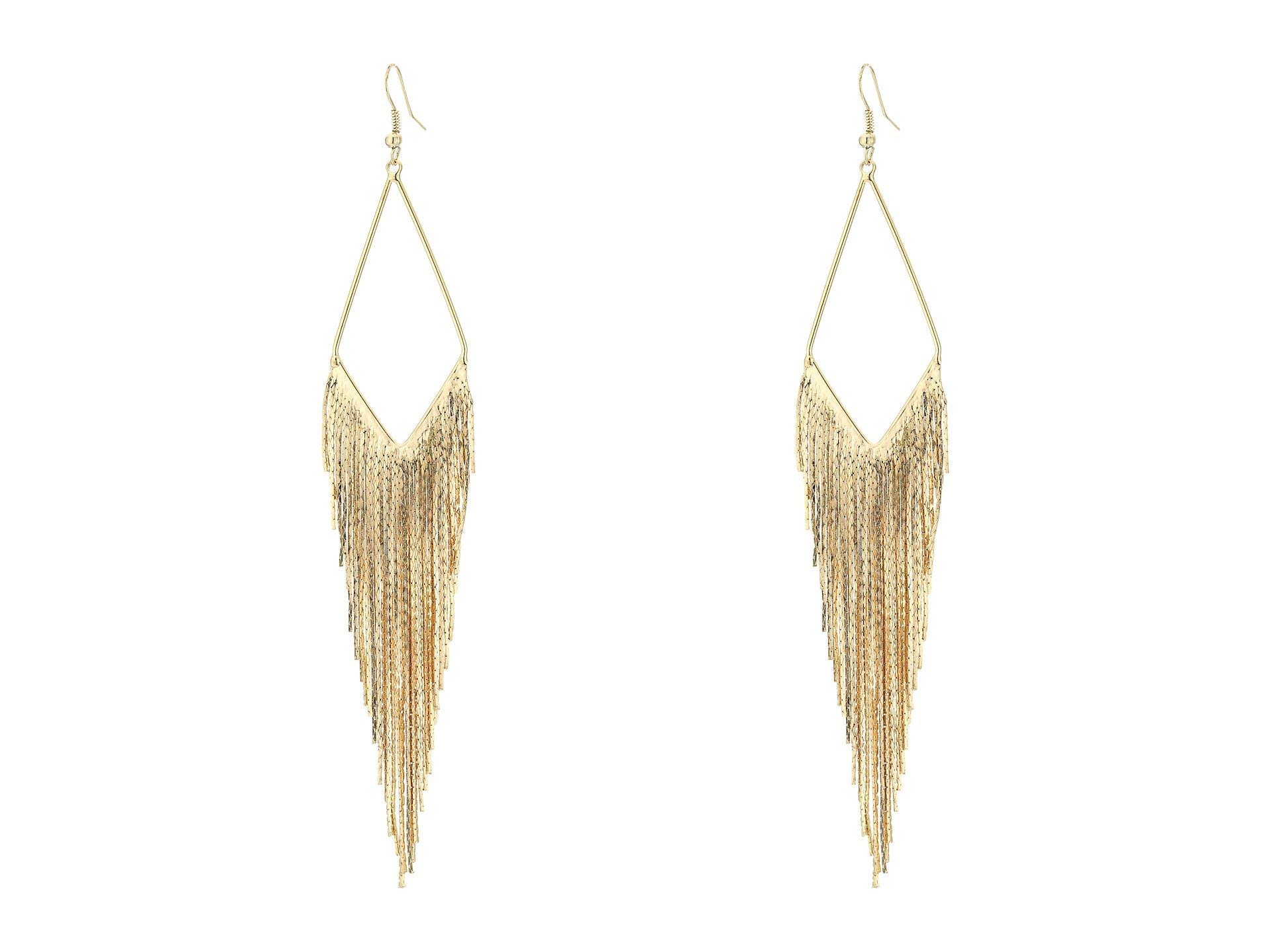 GUESS Pendientes colgantes lineales con flecos dorados Basic