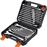 HORUSDY 32-Piece Combination Wrench Set, SAE and Metric, 1/4"-1" & 7mm-22mm, 12 Point, Chrome Vanadium Steel Construction with Case